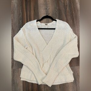 Free People Cream V-Neck Sweater